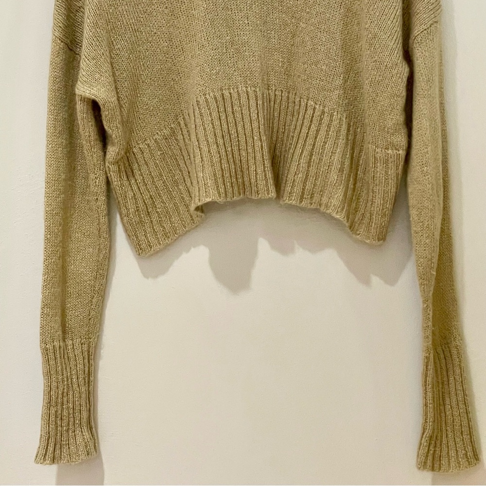 Wooden Ships Mohair Wool Tan Cropped Grandpa Cardigan Sweater - Small / Medium - Picture 7 of 9